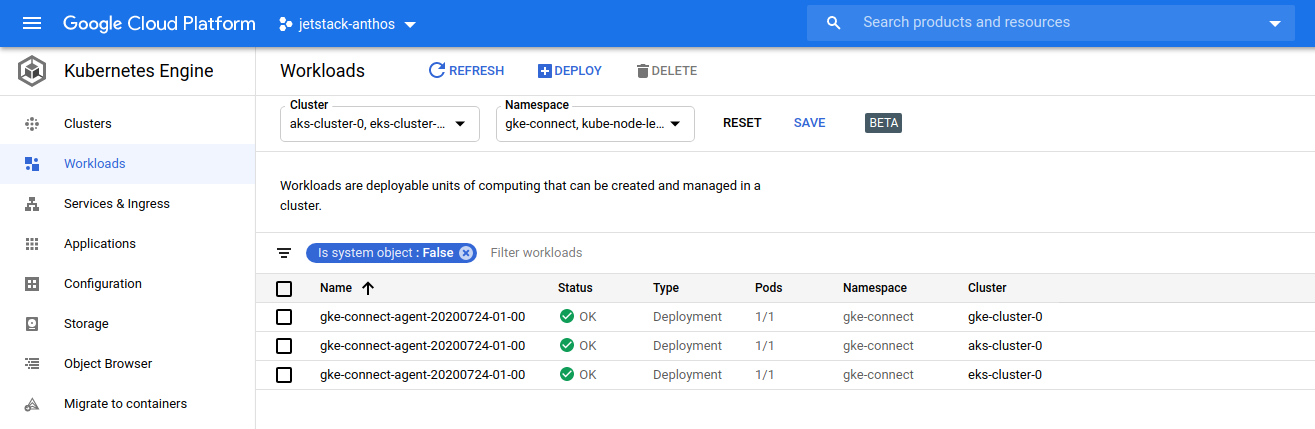 Managed cluster workloads