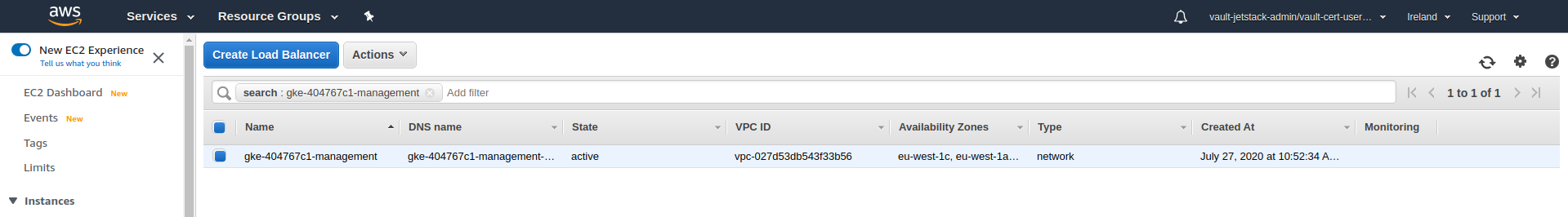 Management cluster LBs