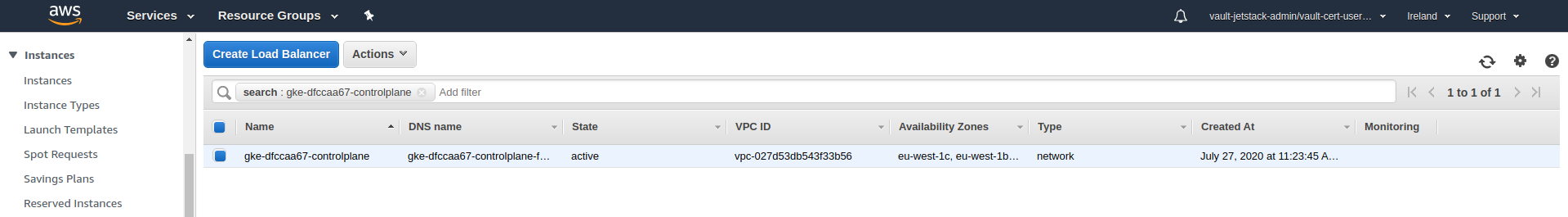 Management cluster lbs