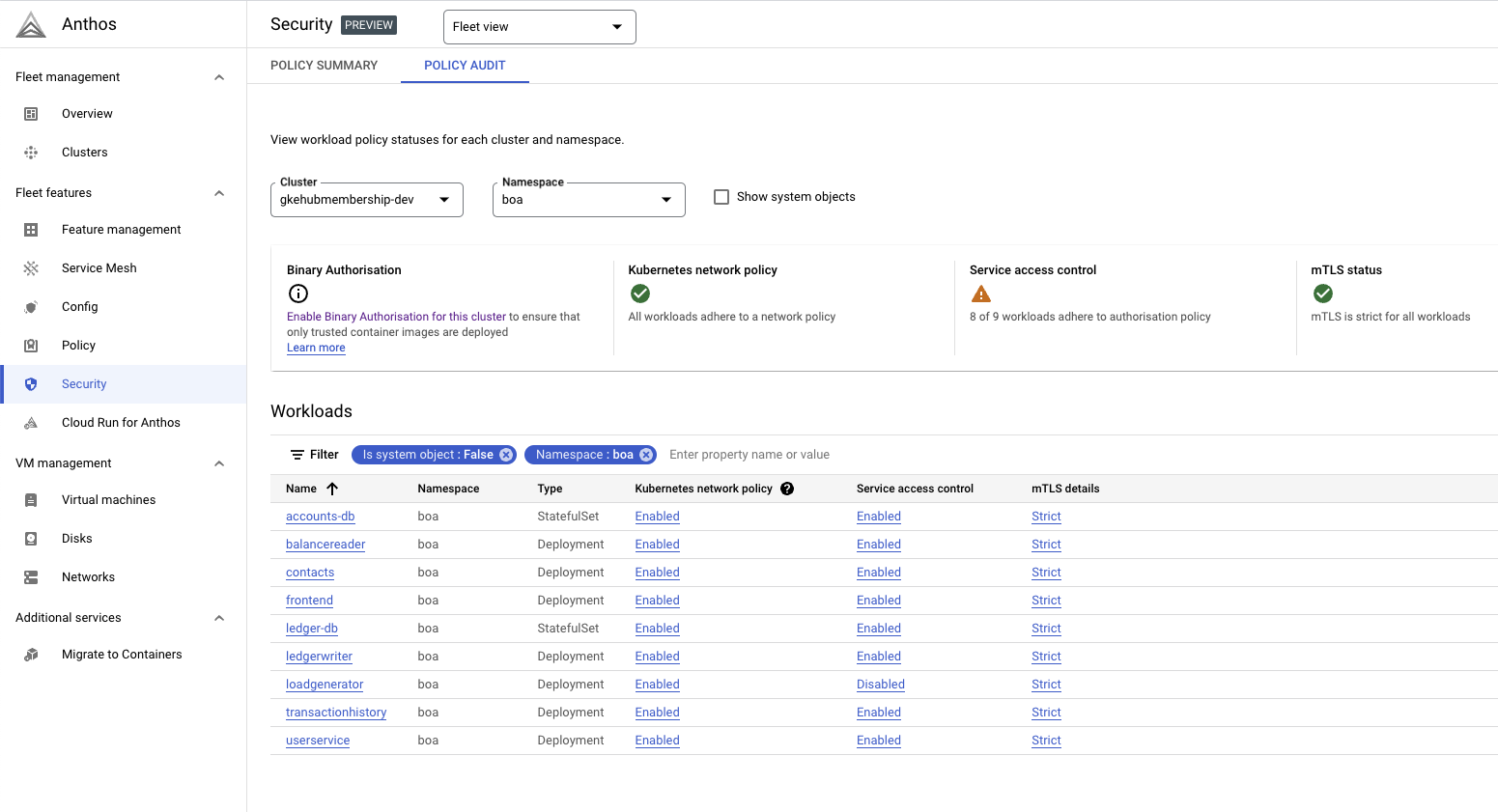 Anthos Service Mesh Policies